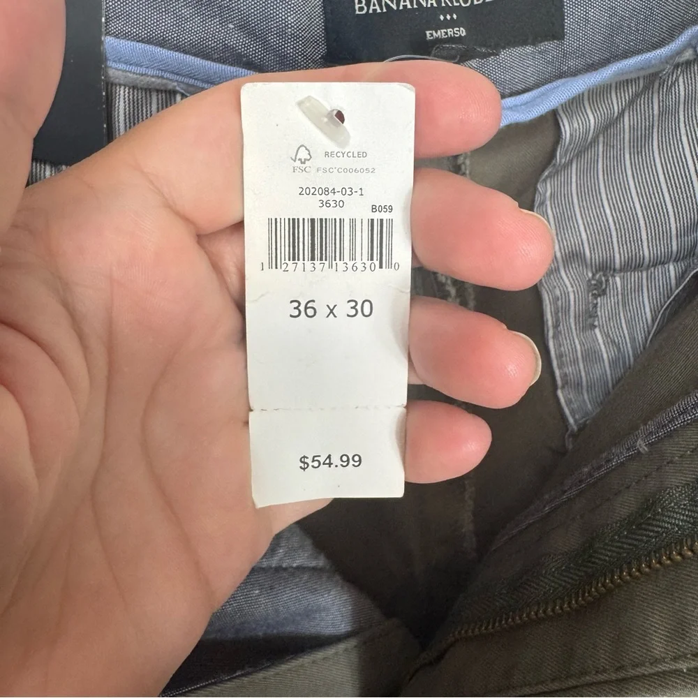 Banana‎ Republic Emerson Chino Vintage Straight Fit Men's Olive Pants 36x30